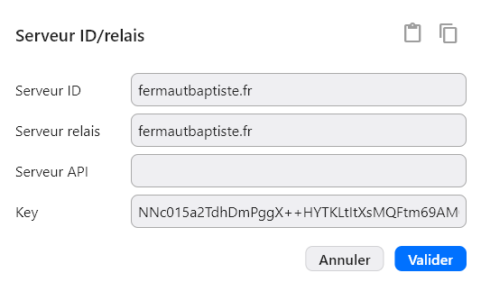 Configuration du serveur ID/Relai